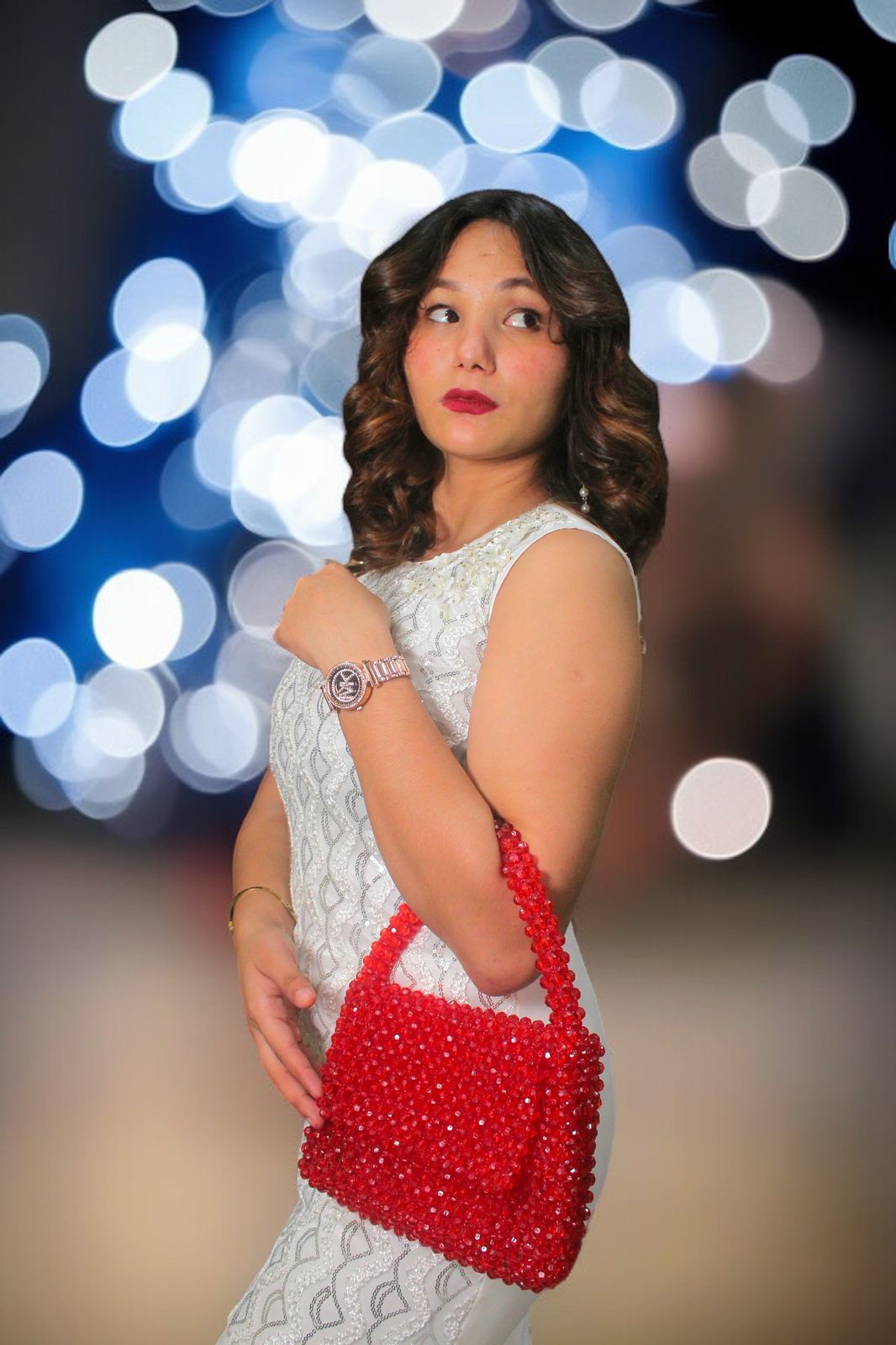 Red Beaded Handbag - Image 5