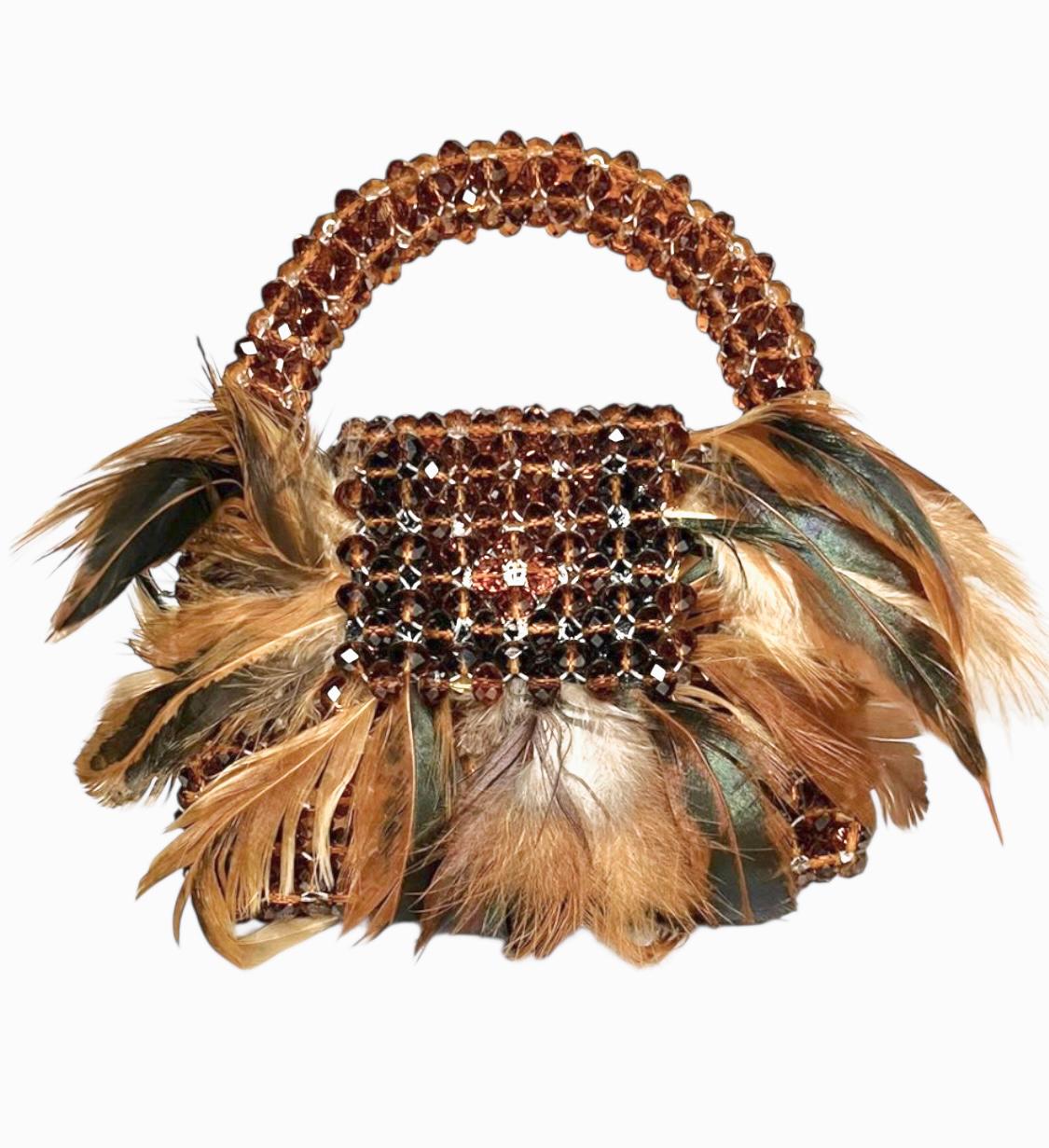 Beaded Bliss Fur Clutch