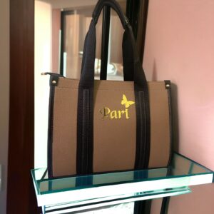 Mini Tote Bag (Brown-Black )